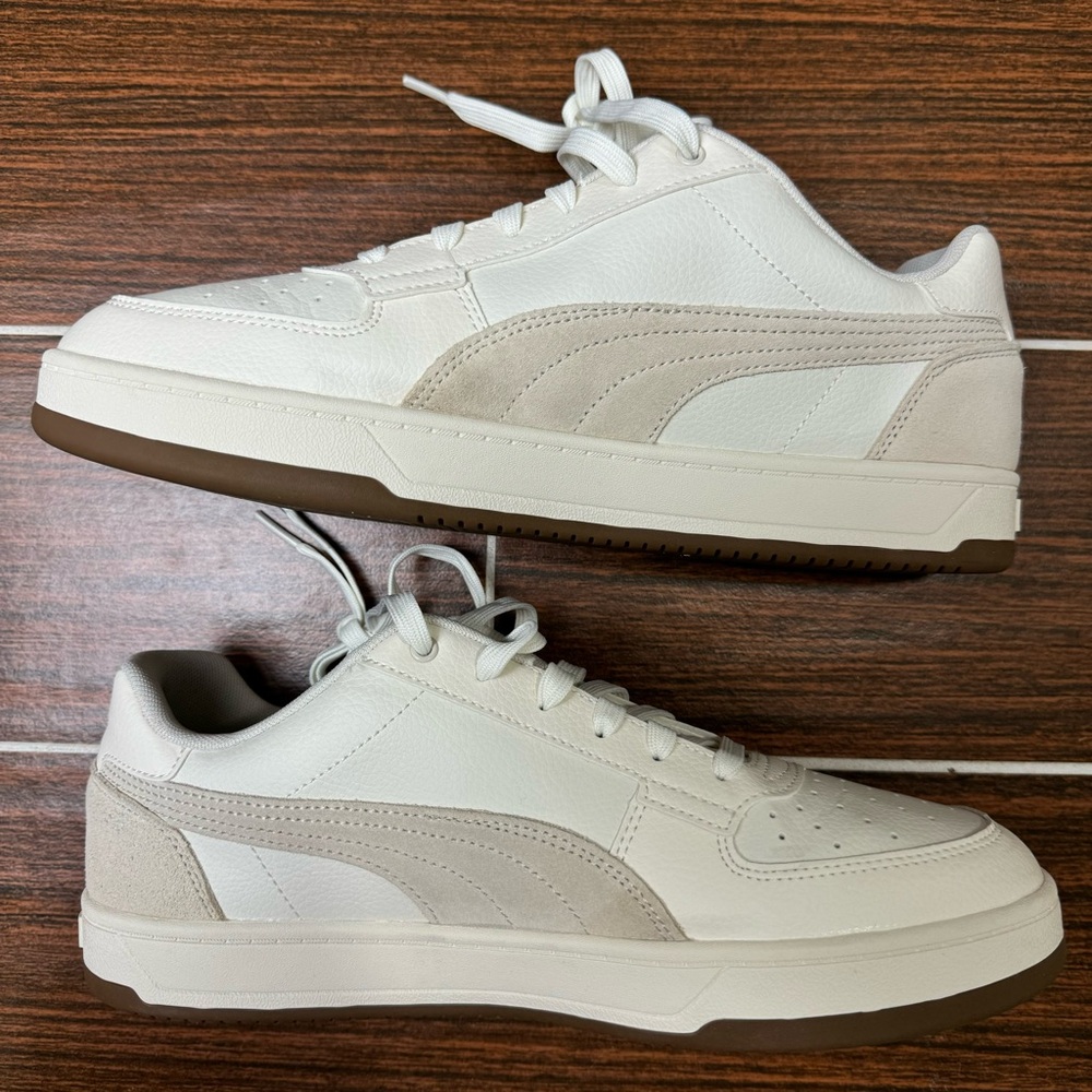 PUMA Men's CAVEN 2.0 SUEDE Sneaker -Warm White-Frosted Ivory-Gold Size 10.5